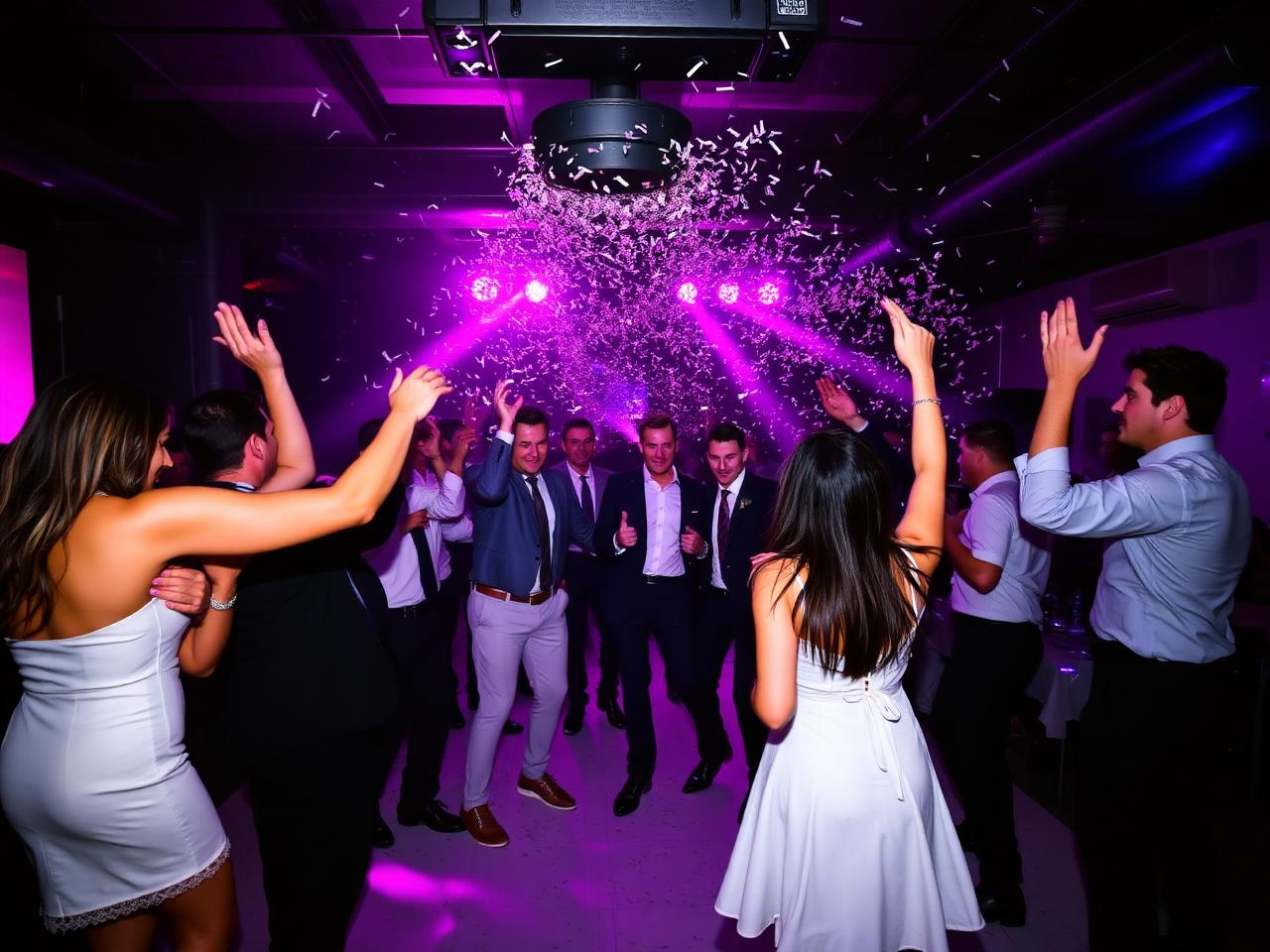 Quinceañera celebration at The MEZZ with custom color lighting